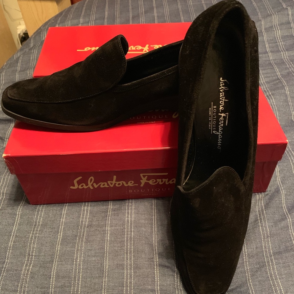 Salvatore Ferragamo Garvin Black Suede Loafer